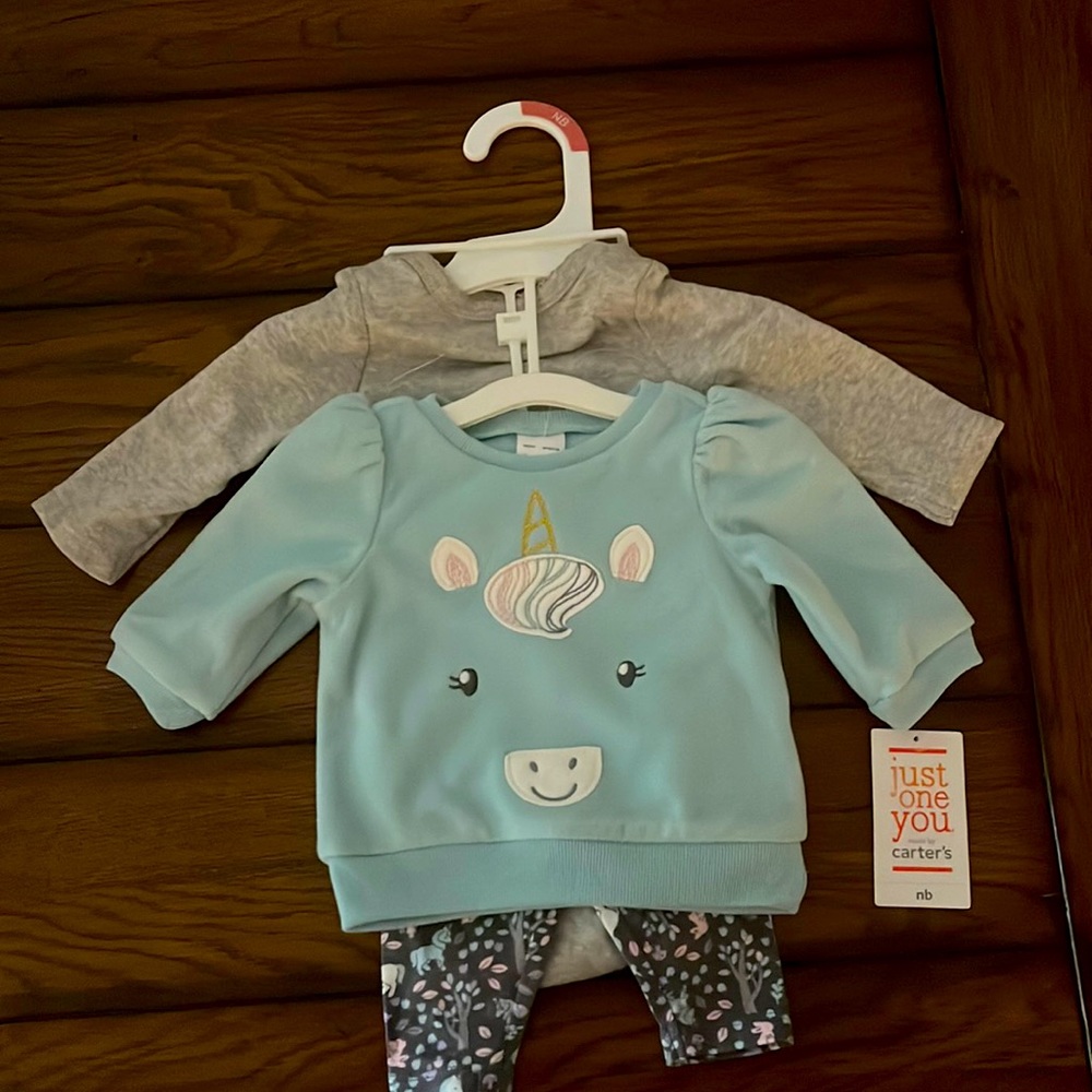Girl NWT newborn unicorn 3 piece outfit